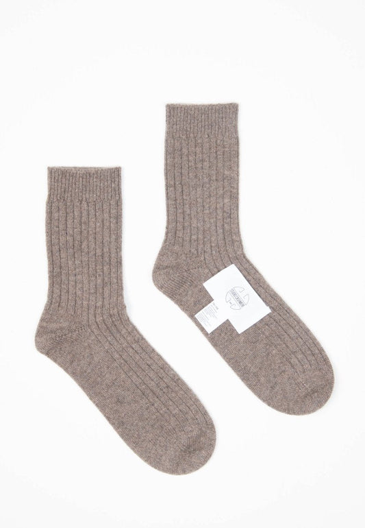 Chaussettes cachemire 4 fils taupe - UNI 13-0